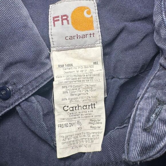 Carhartt Men’s XL Navy Flame Resistant FR Button Down Work Shirt FRS160DNY - Picture 4 of 6